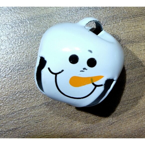 Snowman Jingle Bell Charms White Happy Face Holiday Christmas Craft 1 inch - Picture 2 of 4
